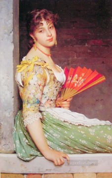 Mujer Painting - Señora soñadora Eugene de Blaas hermosa mujer